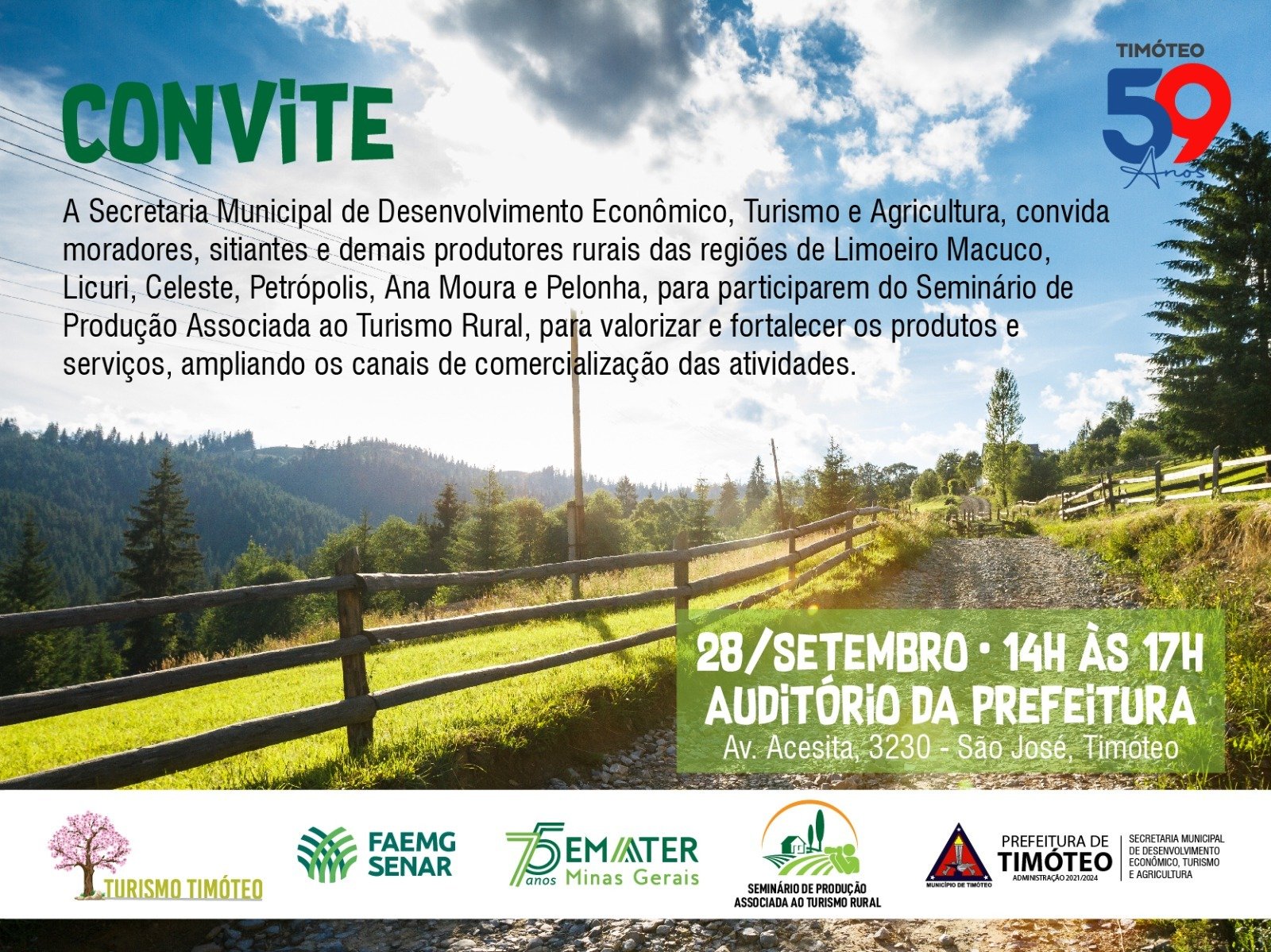 Prefeitura de Timóteo promove seminário sobre Turismo Rural