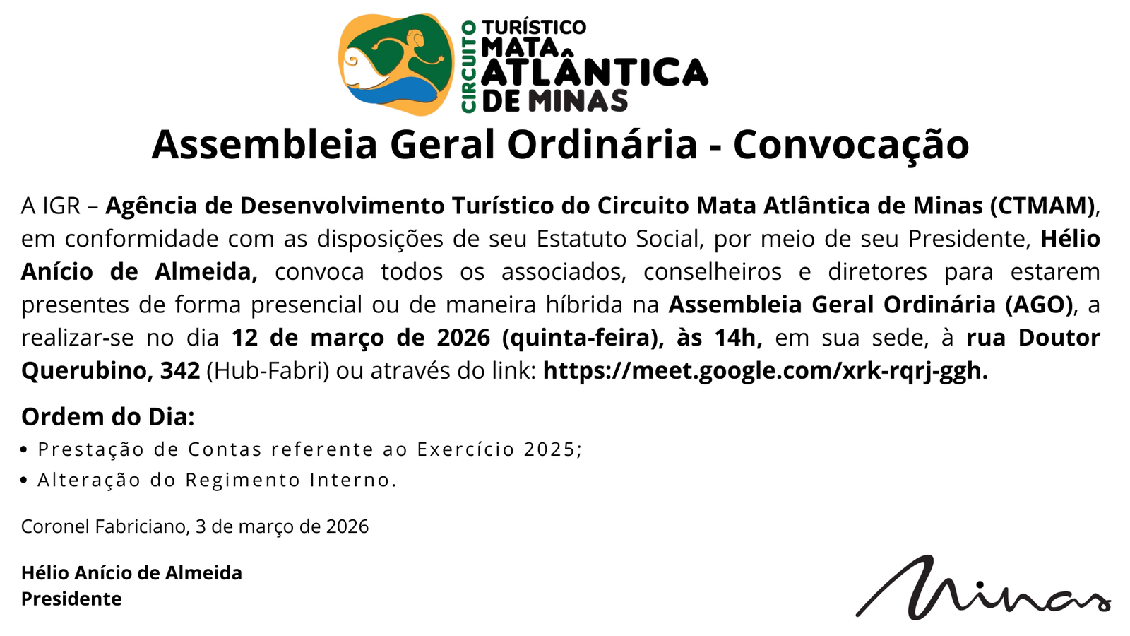 Assembleia Geral Ordinária -12/03: Convocação