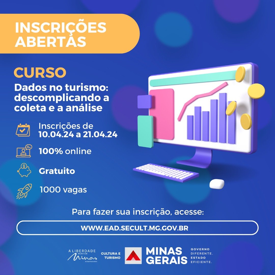 Secult lança curso gratuito sobre pesquisa e análise de dados no Turismo